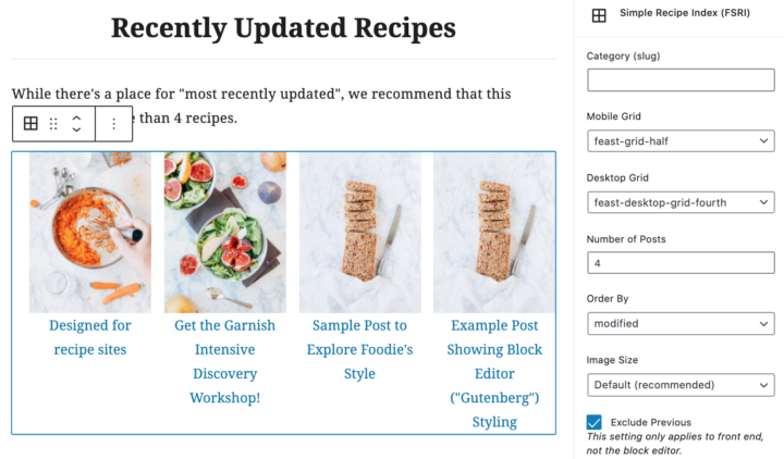 recently updated FSRI block settings